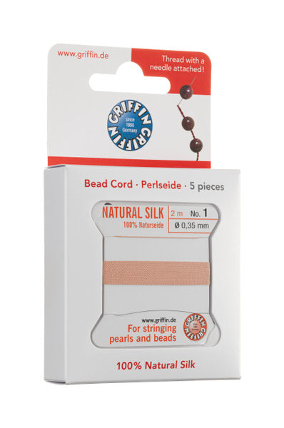 Griffin™ Bead Cord Nº 14 – 1.02 mm | Pack of 5 | Natural Silk, NylonPower | Multiple Colors | With Needle