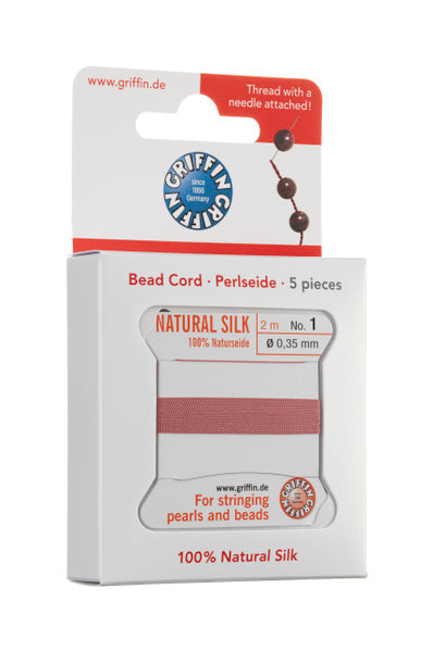Griffin™ Bead Cord Nº 14 – 1.02 mm | Pack of 5 | Natural Silk, NylonPower | Multiple Colors | With Needle