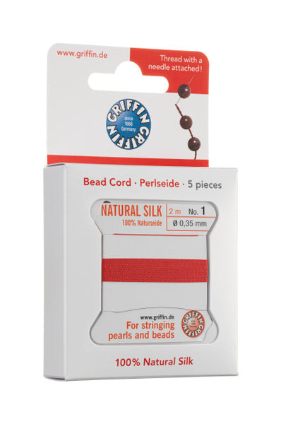 Griffin™ Bead Cord Nº 14 – 1.02 mm | Pack of 5 | Natural Silk, NylonPower | Multiple Colors | With Needle