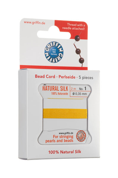 Griffin™ Bead Cord Nº 14 – 1.02 mm | Pack of 5 | Natural Silk, NylonPower | Multiple Colors | With Needle