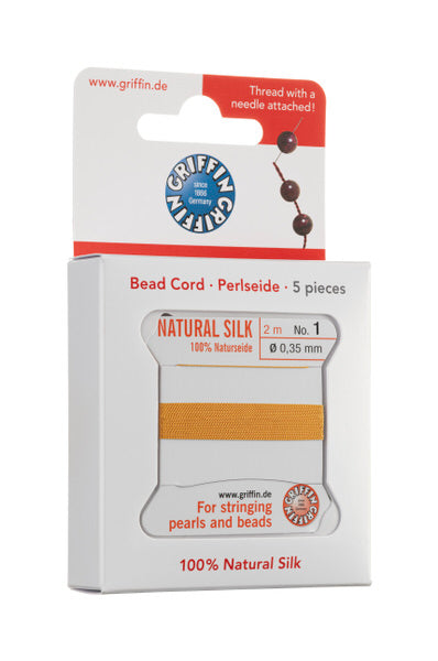 Griffin™ Bead Cord Nº 14 – 1.02 mm | Pack of 5 | Natural Silk, NylonPower | Multiple Colors | With Needle