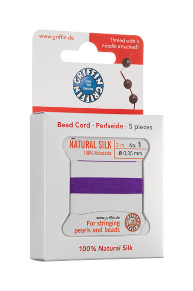 Griffin™ Bead Cord Nº 14 – 1.02 mm | Pack of 5 | Natural Silk, NylonPower | Multiple Colors | With Needle