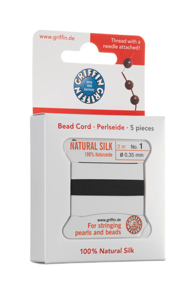 Griffin™ Bead Cord Nº 14 – 1.02 mm | Pack of 5 | Natural Silk, NylonPower | Multiple Colors | With Needle