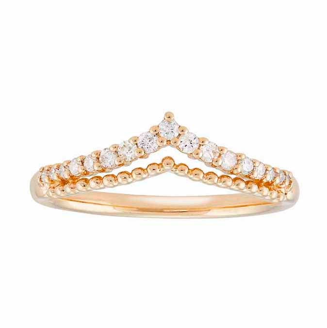 14K Yellow Gold Diamond-Set Chevron Ring