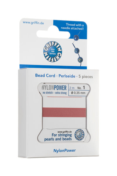 Griffin™ Bead Cord Nº 14 – 1.02 mm | Pack of 5 | Natural Silk, NylonPower | Multiple Colors | With Needle