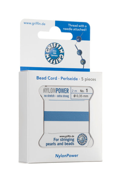 Griffin™ Bead Cord Nº 14 – 1.02 mm | Pack of 5 | Natural Silk, NylonPower | Multiple Colors | With Needle