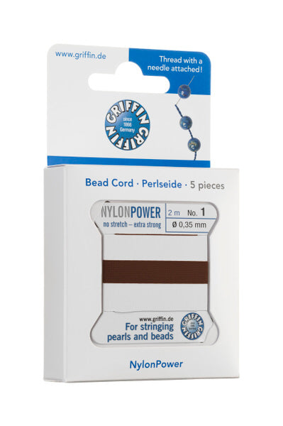 Griffin™ Bead Cord Nº 14 – 1.02 mm | Pack of 5 | Natural Silk, NylonPower | Multiple Colors | With Needle