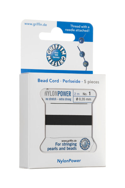 Griffin™ Bead Cord Nº 14 – 1.02 mm | Pack of 5 | Natural Silk, NylonPower | Multiple Colors | With Needle