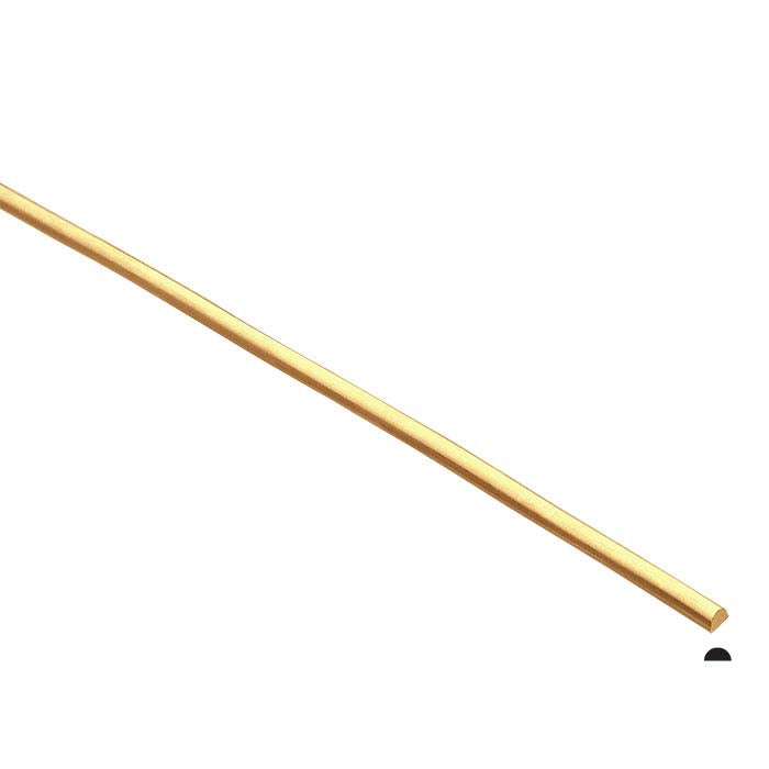 12/20 Yellow Gold-Filled Half-Round Wire, Dead-Soft
