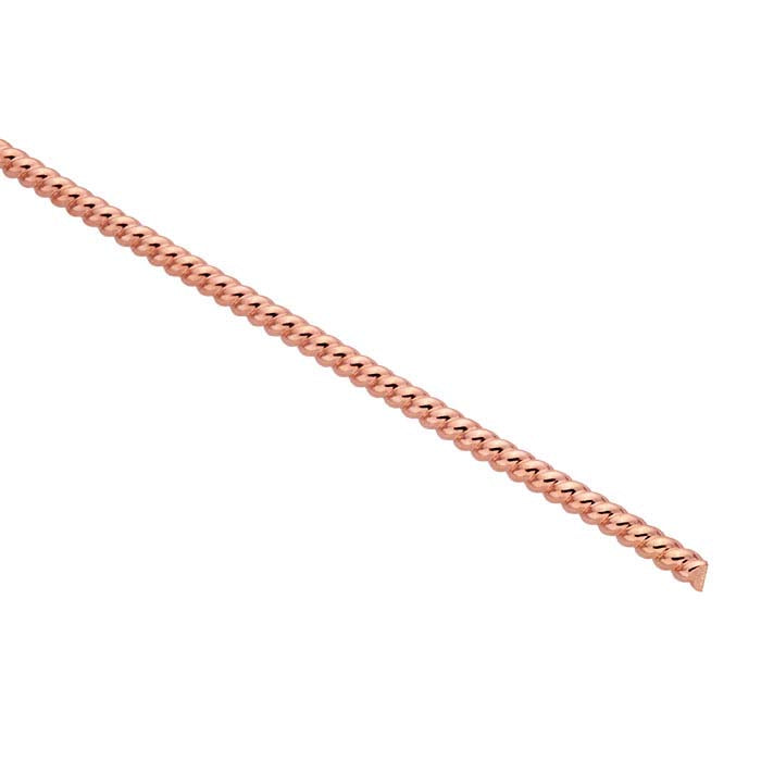 14/20 Rose Gold-Filled Round Twist-Pattern Wire, 3.26mm, Dead-Soft