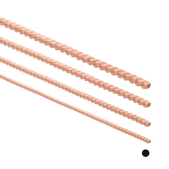14/20 Rose Gold-Filled Round Twist-Pattern Wire, 4.12mm, Dead-Soft