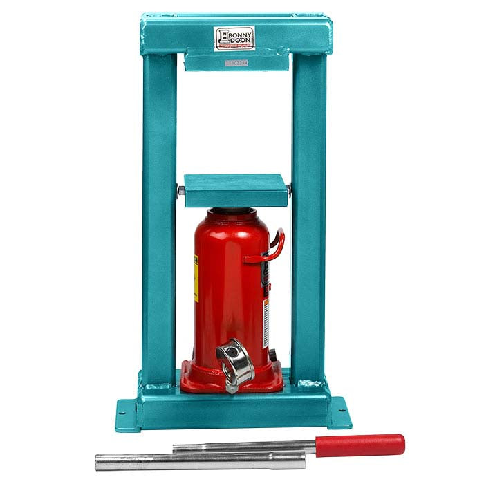 Prensa hidráulica manual clásica Bonny Doon de 20 toneladas y ariete, color turquesa
