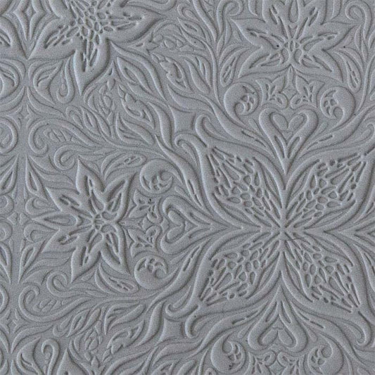 Metal Clay Texture Mega Tile, Woodcut Floral