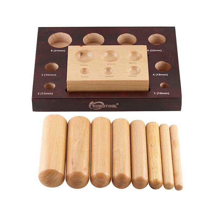 Wood Dapping Block and Punch Set with Stand