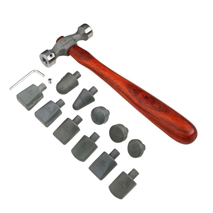Fretz® HMR-107 Guldsmedsplaneringshammare med 11 nyloninsatser