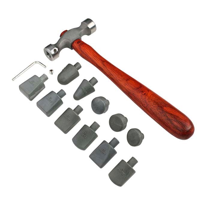 Fretz® HMR-107 Guldsmedsplaneringshammare med 11 nyloninsatser