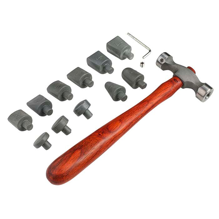 Fretz® HMR-107 Guldsmedsplaneringshammare med 11 nyloninsatser