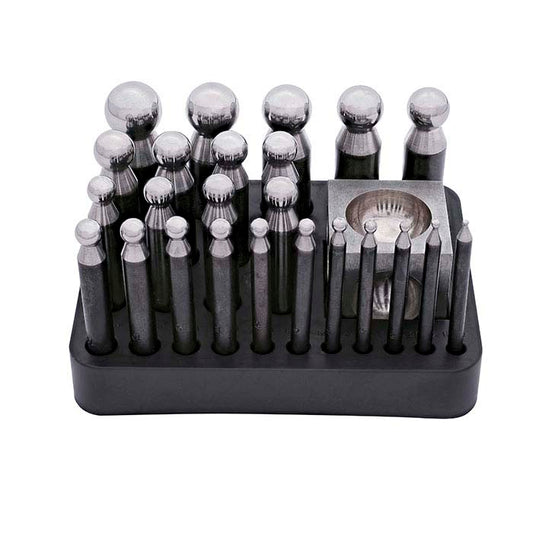Steel 24-Piece Dapping Punch Set With Block