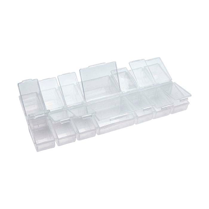 Caja organizadora de plástico con 14 compartimentos