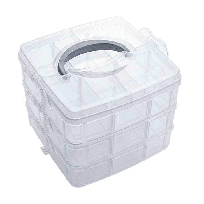 Plastic 18-Compartment Three-Level Stacked Organizer Box