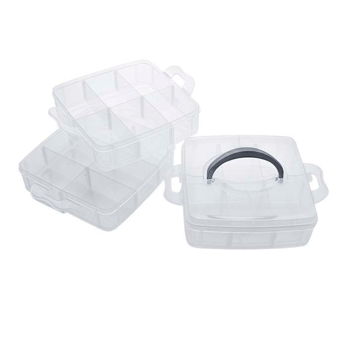 Plastic 18-Compartment Three-Level Stacked Organizer Box