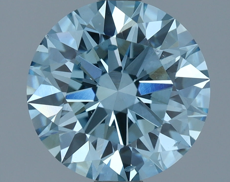 Labbod diamant 1,67 ct, rund, blå, SI1