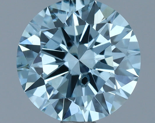 Laboratoriedyrket diamant 1,30 ct, rund, blå, SI2