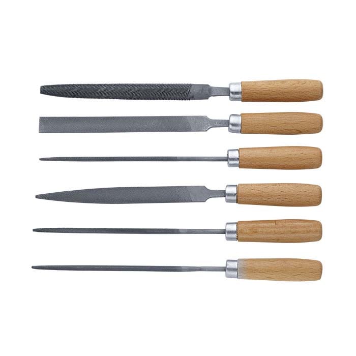 Needle File Set with Wood Handles, Set of 6