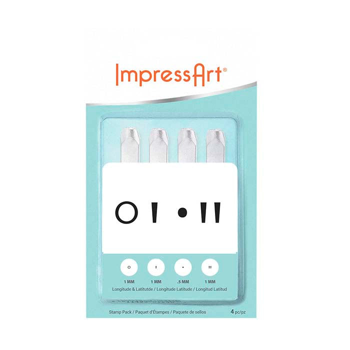 ImpressArt® Design Stamp Set, Longitude & Latitude, 0.5–1mm Characters