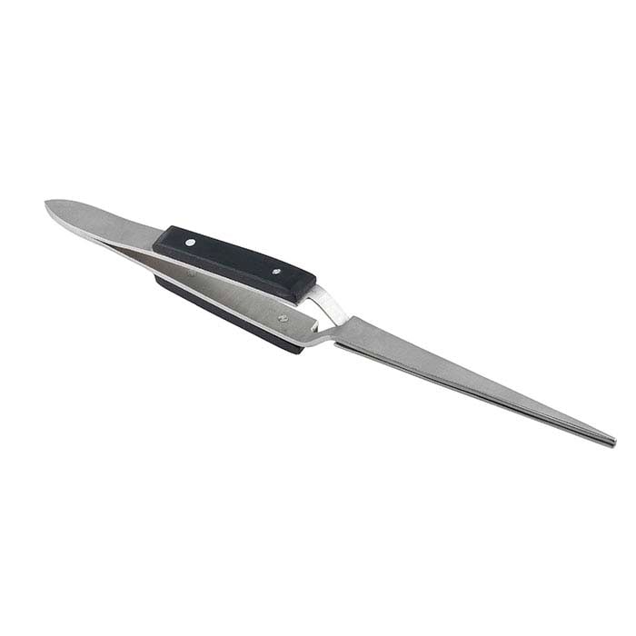 Stainless Steel Straight Cross-Lock Tweezers with Fiber-Grip Handles