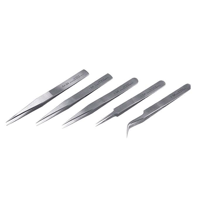 Anti-Magnetic Tweezers Assortment, Set of 5