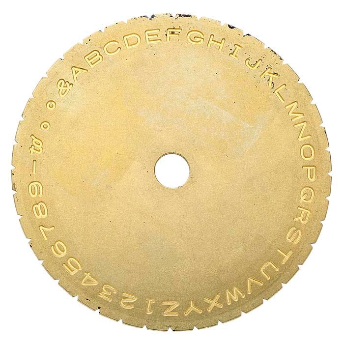 Brass Block Font Dial for Inside-Ring Engraver