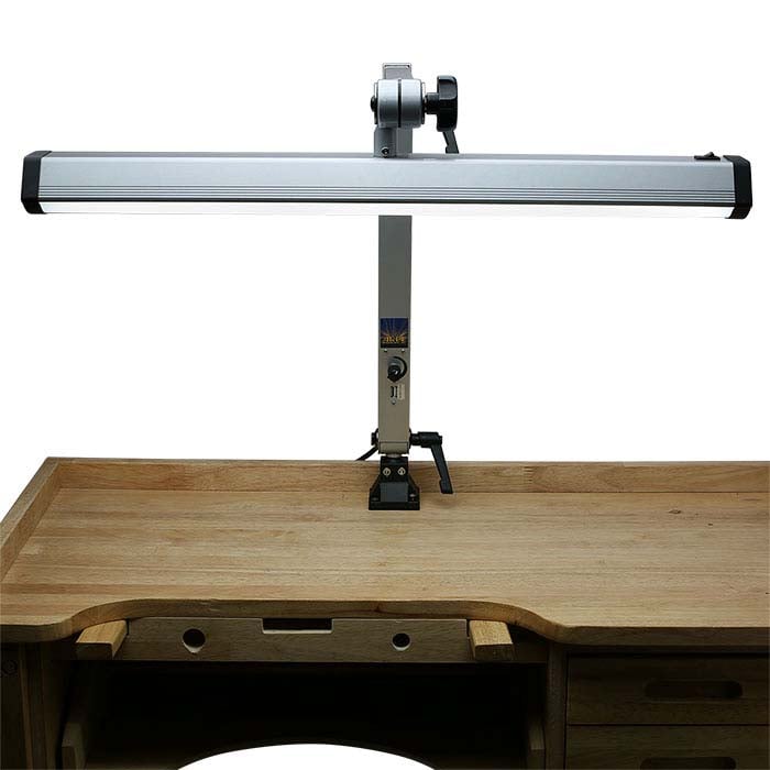 Extra-Wide Silver-Finish Jeweler's LED Task Lamp with USB Port