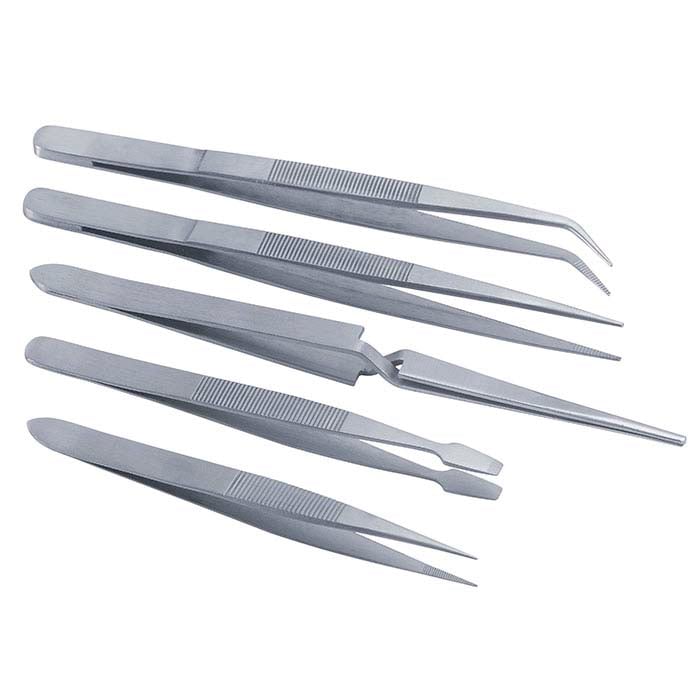 Stainless Steel Utility Tweezers, Set of 5