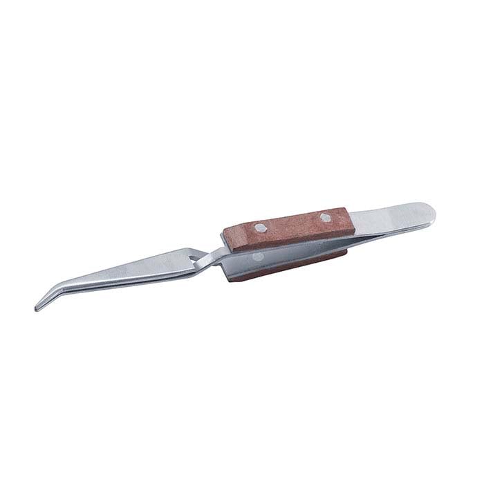 Stainless Steel Short Curved Cross-Lock Tweezers with Fiber-Grip Handles