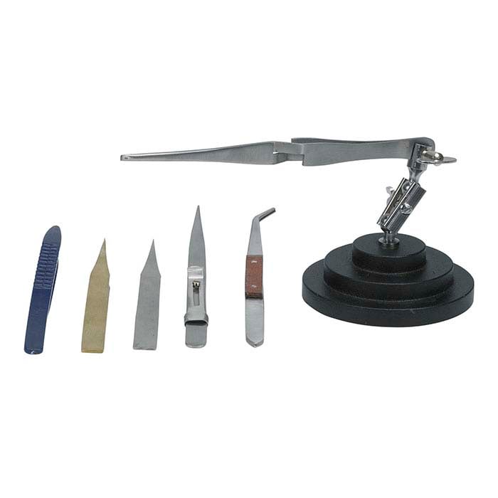 Hands-Free Tweezers Assortment with Third-Hand Base