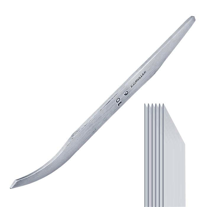 E.C. Muller Carbon Steel Bent Line Graver #10, 6-Line
