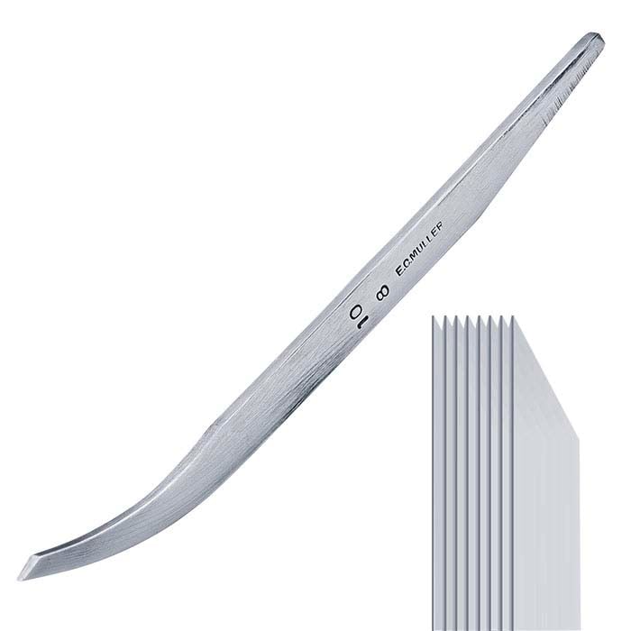 E.C. Muller Carbon Steel Bent Line Graver #10, 8-Line