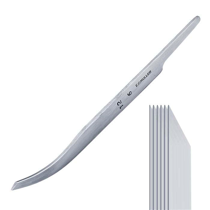E.C. Muller Carbon Steel Bent Line Graver #12, 6-Line