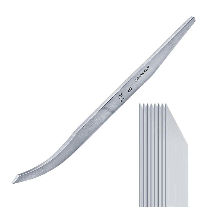 E.C. Muller Carbon Steel Bent Line Graver #12, 8-Line