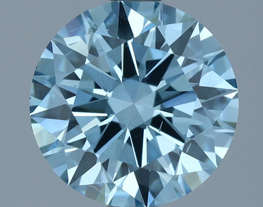 Laboratoriedyrket diamant 1,82 ct, rund, blå, SI1