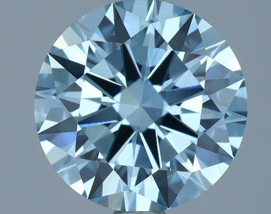Laboratoriedyrket diamant 2,20 ct, rund, blå, VVS2