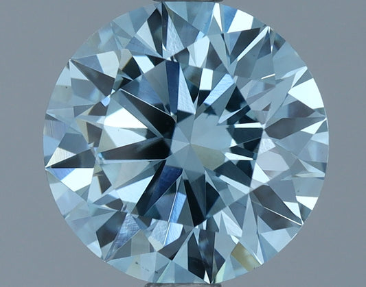 Laboratoriedyrket diamant 1,64 ct, rund, blå, VS1