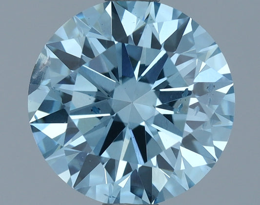 Laboratoriedyrket diamant 1,50 ct, rund, blå, SI2