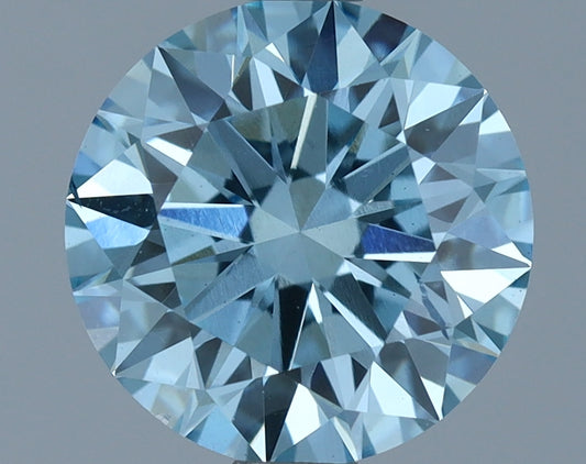 Laboratoriedyrket diamant 1,65 ct, rund, blå, SI1