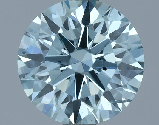 Laboratoriedyrket diamant 1,55 ct, rund, blå, SI2