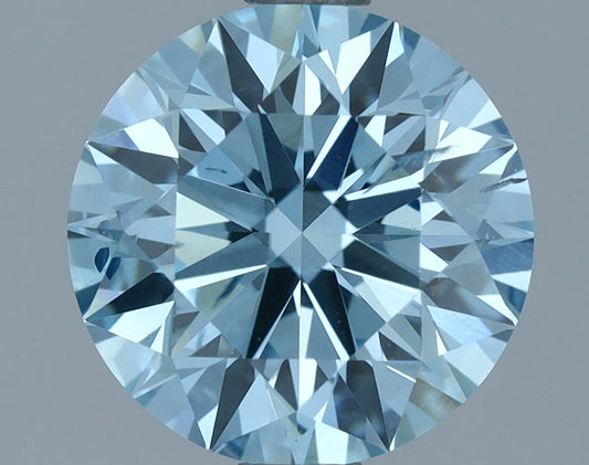 Laboratoriedyrket diamant 1,51 ct, rund, blå, SI2