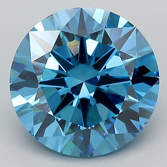 Laboratoriedyrket diamant 2,53 ct, rund, blå, VS2