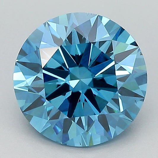 Laboratoriedyrket diamant 2,36 ct, rund, blå, VS2