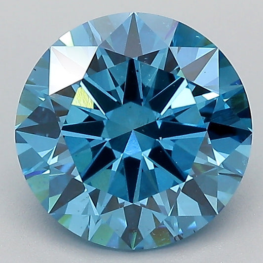 Laboratoriedyrket diamant 2,59 ct, rund, blå, VS2
